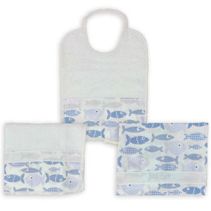 Set Asilo in Spugna di Cotone - Happy Fish Set Asilo Lisola Baby Azzurro 