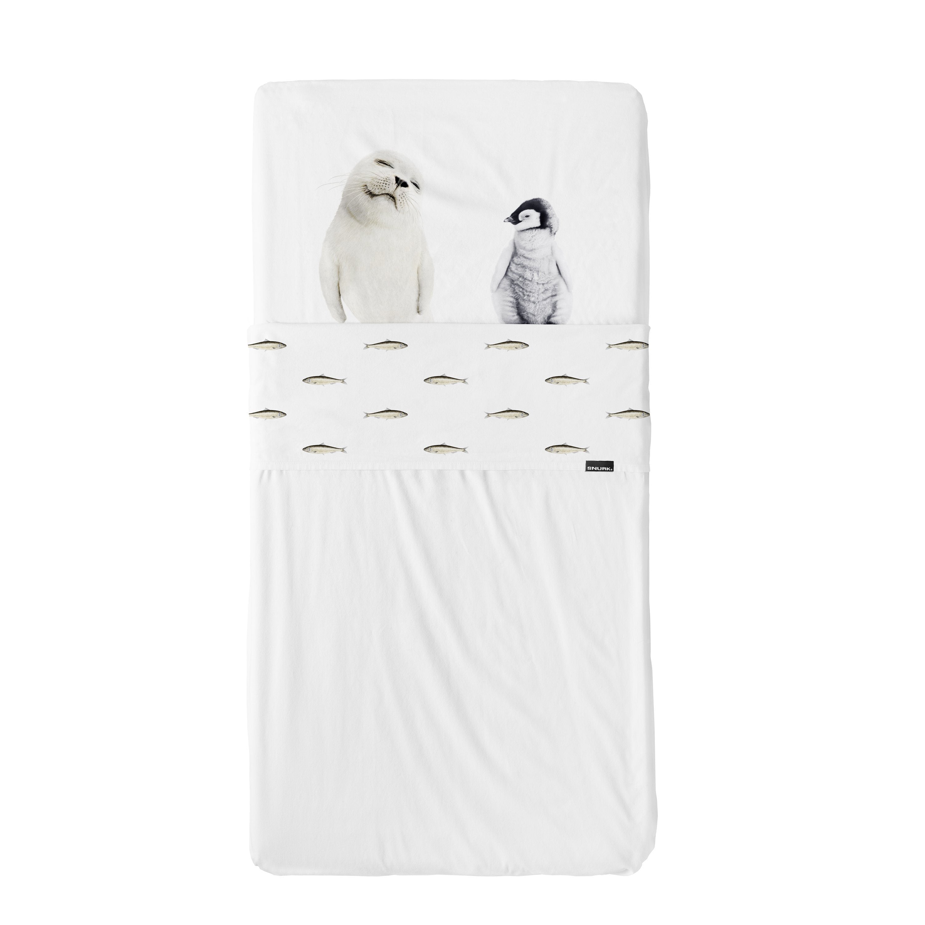 Snurk Completo Letto per Bimbi in Percalle di Cotone - Arctic Friends Lenzuola Bimbi Snurk 120x150 cm + 60x120 cm (Culla) 