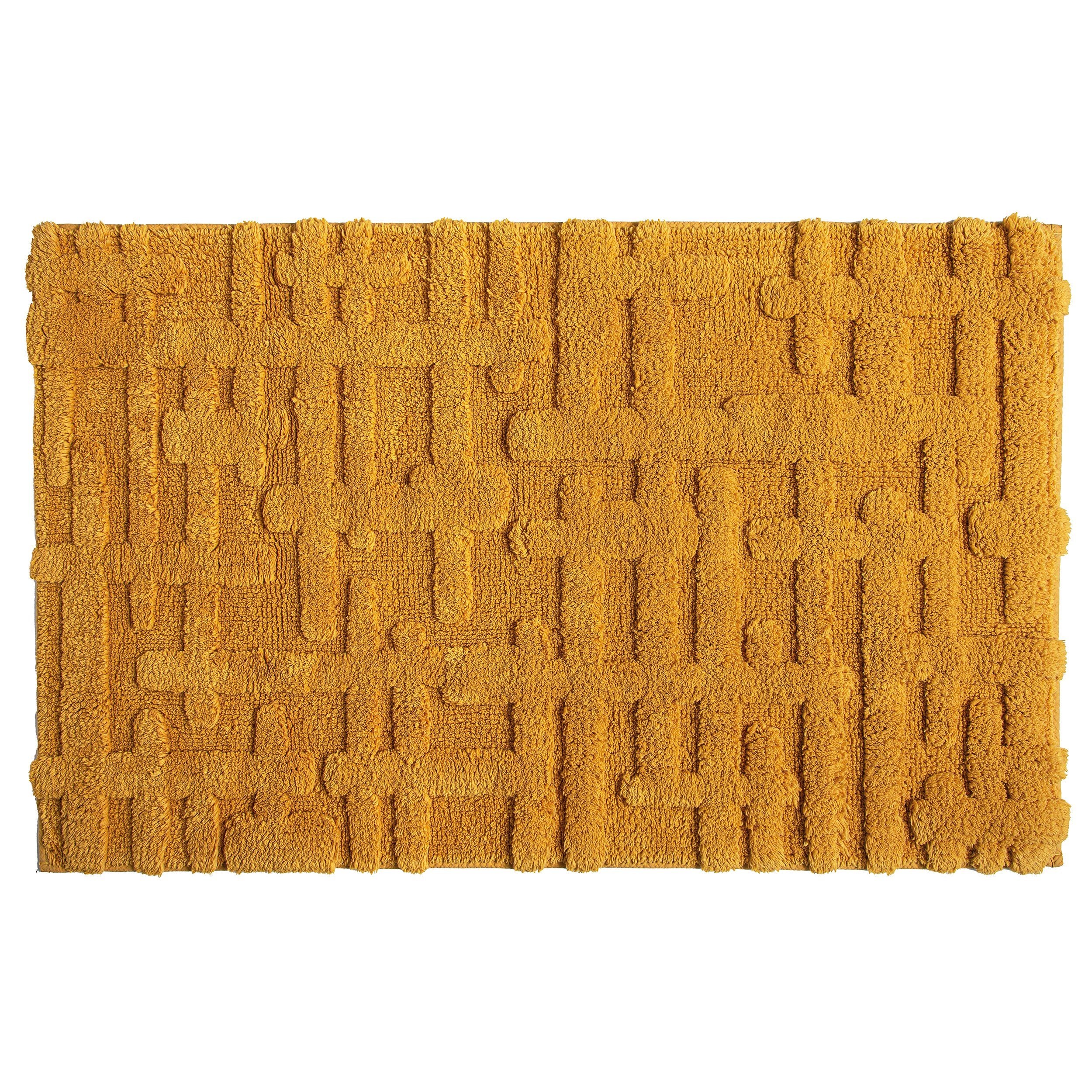 Tappeto in cotone Biologico Motivo Geometrico - Gaufre Tappeto Sorema 50x80 Oro 