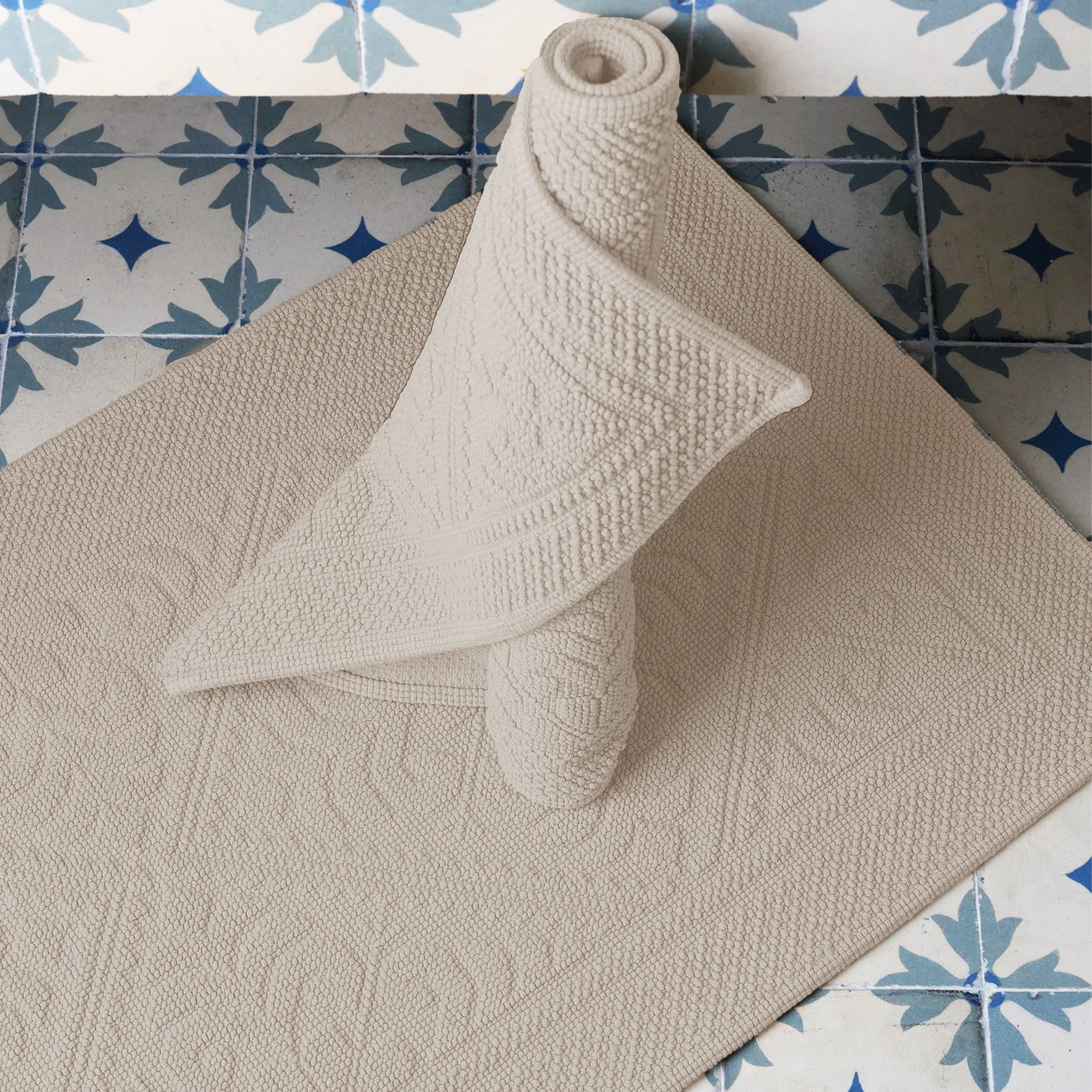 Tappeto in Cotone Stonewashed Jacquard - Enzo Tappeto Vivaraise 54x64 Grigio Chiaro 