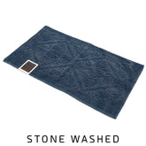 Tappeto in Puro Cotone Stonewashed Jacquard - Kris Tappeto Daunex 50x90 Blu 