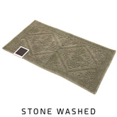 Tappeto in Puro Cotone Stonewashed Jacquard - Kris Tappeto Daunex 50x90 Verde 