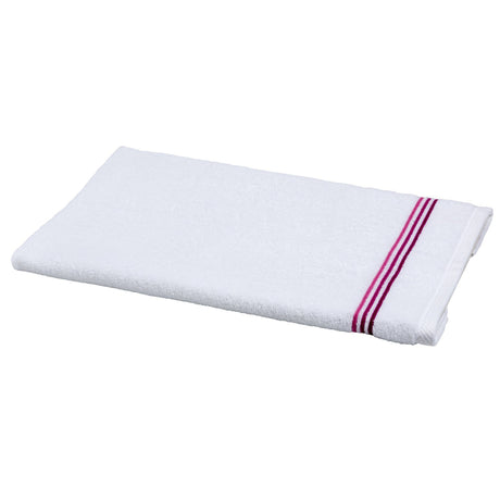 Telo da Bagno in Spugna con Triplo Ricamo Bacchetta - Mururoa Telo spugna Dea Bianco/Rosa 