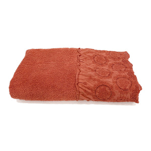 Telo da Bagno in Spugna di Cotone con Pizzo - Betty Telo spugna Creole Home Corallo 