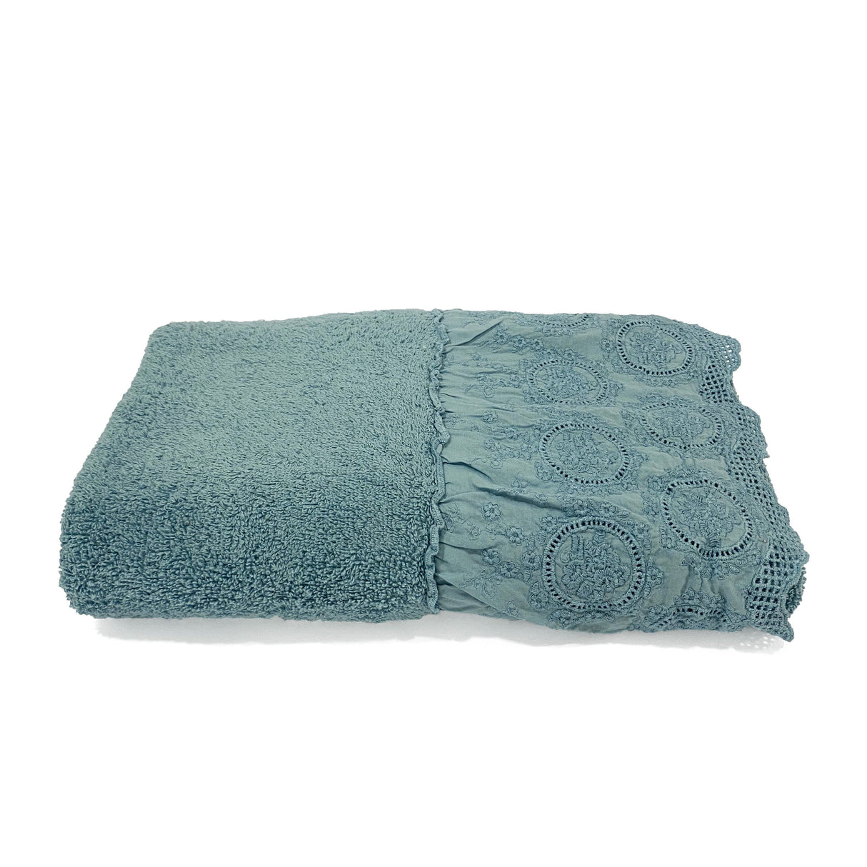 Telo da Bagno in Spugna di Cotone con Pizzo - Betty Telo spugna Creole Home Turchese 