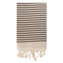 Telo Mare Fouta in Puro Cotone a Righe Larghe - Hammam Telo Mare Tadé Cenere 