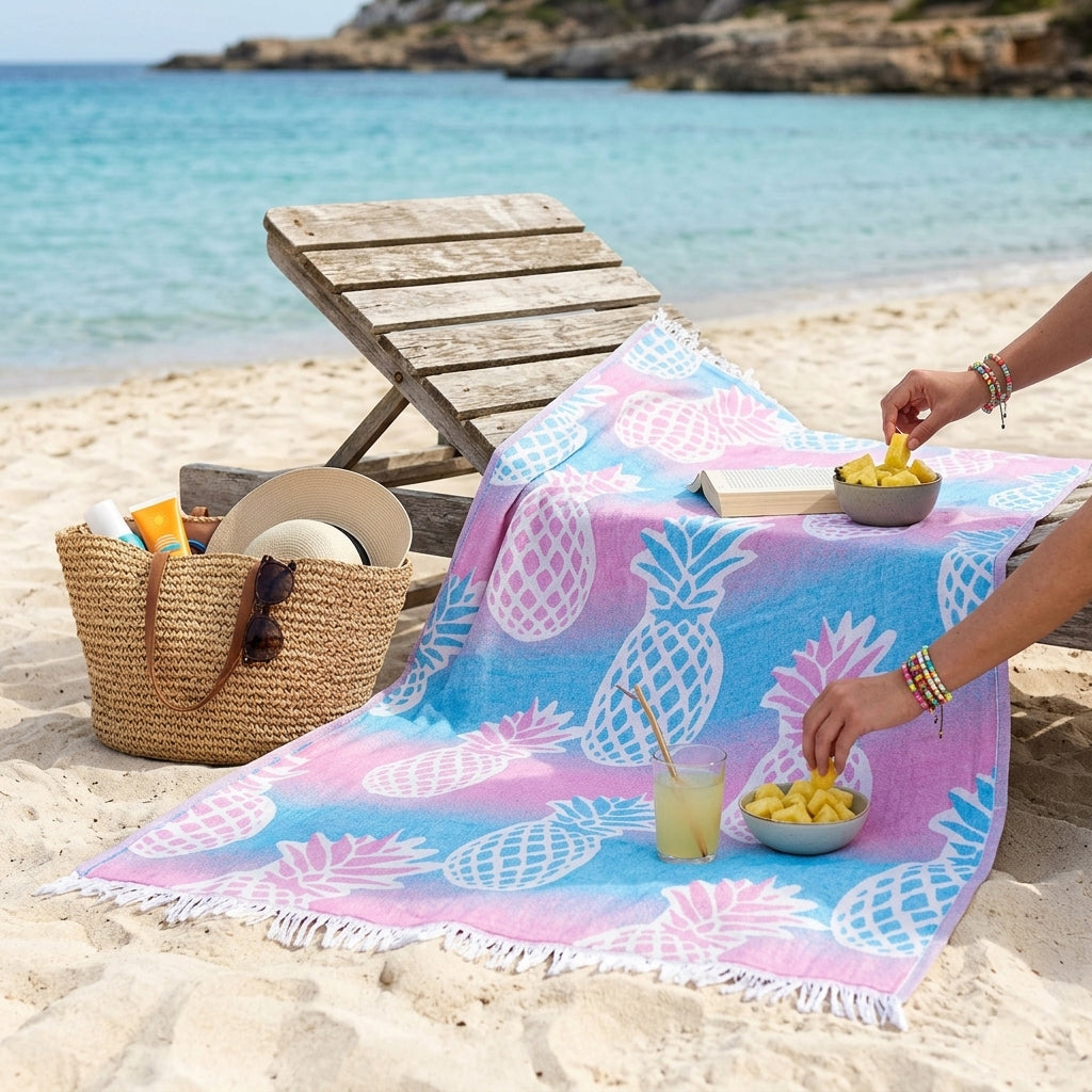 Telo Mare Fouta in Puro Cotone Jacquard Doubleface - Pineapple Telo Mare Begonville 