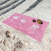 Telo Mare Fouta in Puro Cotone - Pink Flamingo 