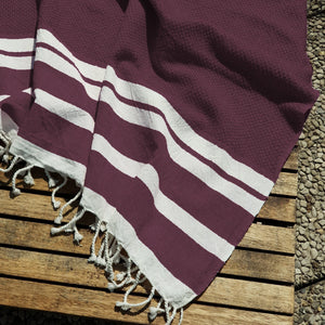 Telo Mare Fouta in Puro Cotone Tinta Unita - NewPort Telo Mare Marinette Saint-Tropez Prugna 