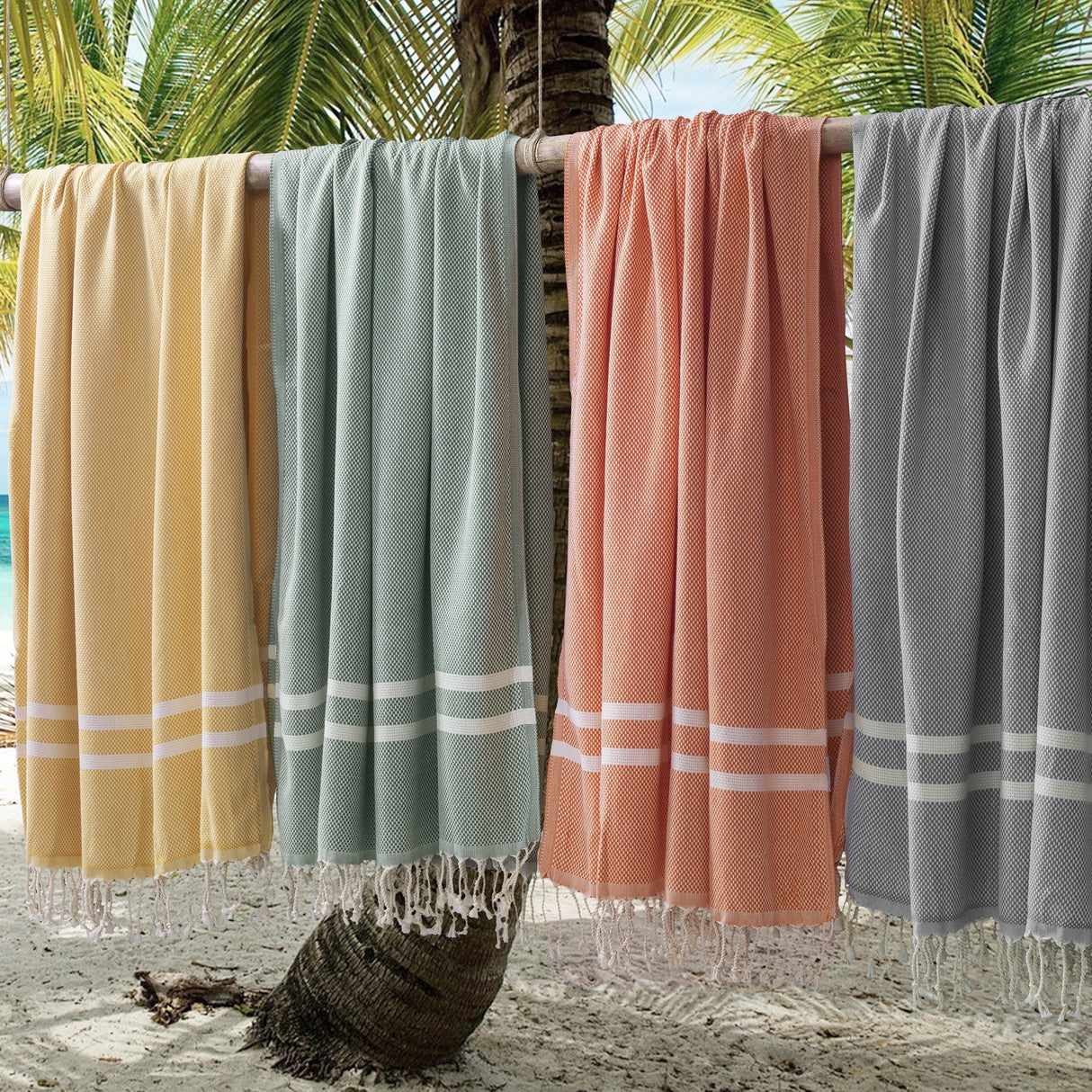 Telo Mare Fouta in Puro Cotone Tinta Unita - Portorico Telo Mare Marinette Saint-Tropez 