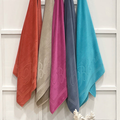 Telo Mare in Velour di Puro Cotone con Logo Cesellato - Pevero Telo Mare Blumarine 