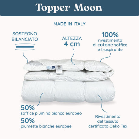 Topper in Piumino e Piumette d'Oca - Moon h4 Topper Lisola by Daunex 80x190cm 