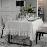 Tovaglia in Lino e Cotone Stonewashed con pizzo - Sangallo 
