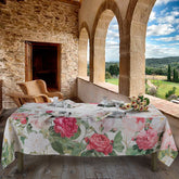 Tovaglia in Puro Lino Fantasia Floreale - Roses Tovaglia Napking 180x270 cm 