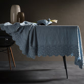 Tovaglia in puro Lino Stonewashed con balza Ricamata - Primula 