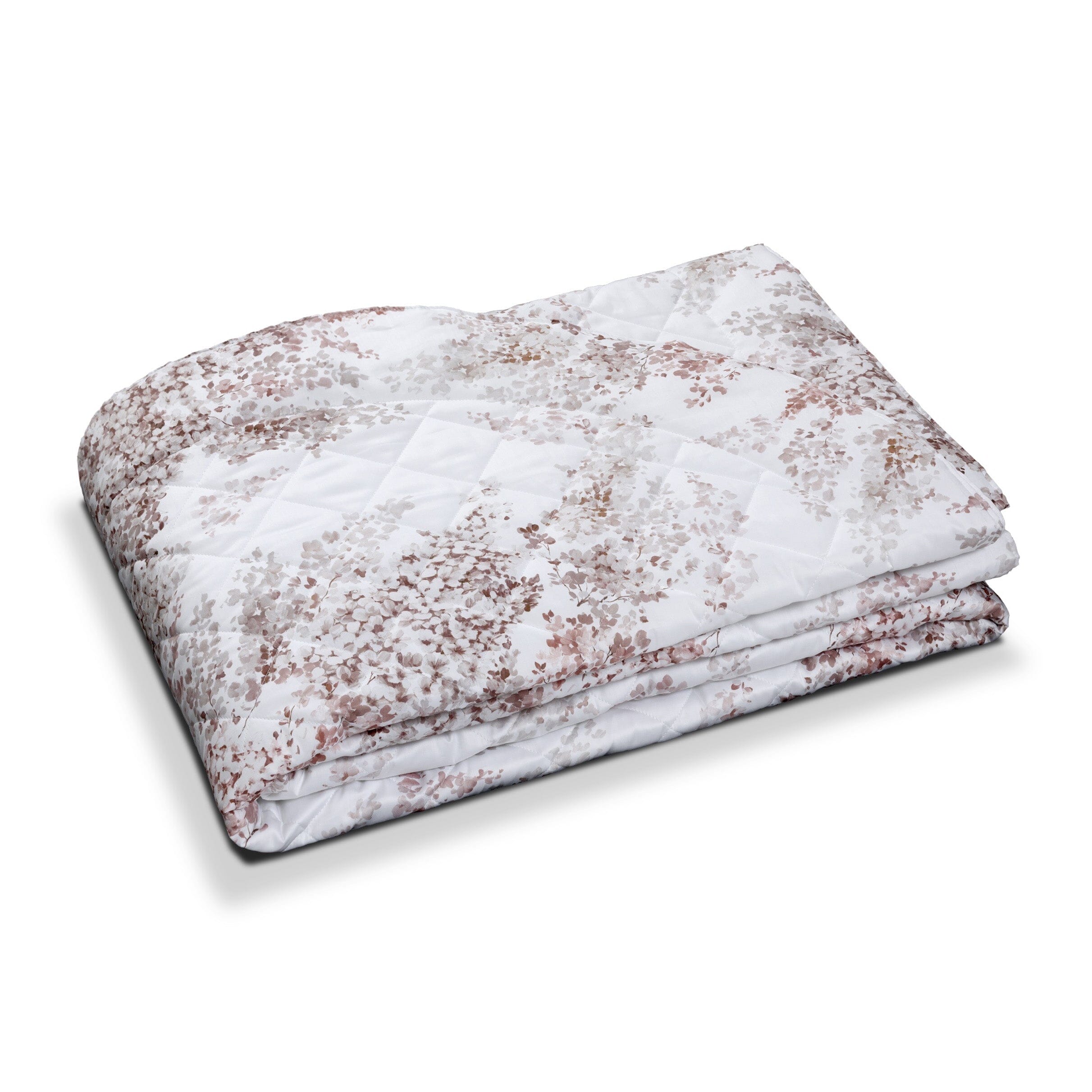 Trapuntino Leggero in Raso di Cotone Fantasia Floreale - Glicine Trapuntino Estivo Dea Matrimoniale Tortora Chiaro 