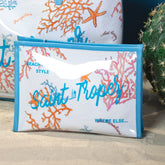 Trousse in Puro Cotone e PVC Fantasia Coralli - Canoubier Borsa Mare Marinette Saint-Tropez Trousse 