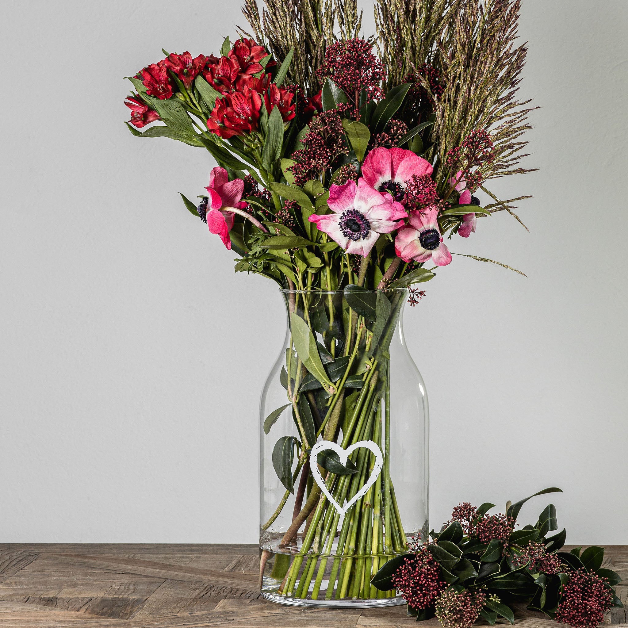 Vaso Portafiori in Vetro Soffiato Serigrafato - Cuore Graffiti Vaso Portafiori Simple Day 