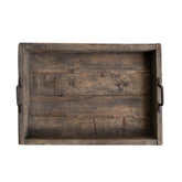 Vassoio In Legno Vecchio Finitura Brunita - Vassoio Vintage 